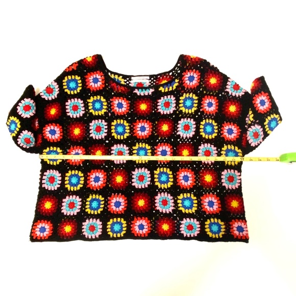 ANTHROPOLOGIE Magdalena Boho Hippie Festival Crochet Jumper Granny Square Large - Picture 4 of 6